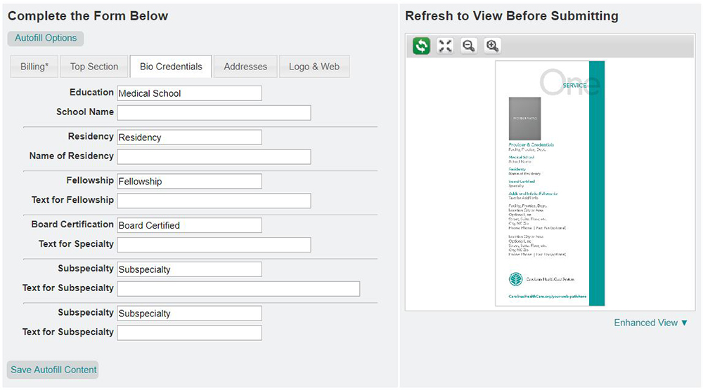 CHS R1 Form - Bio Info