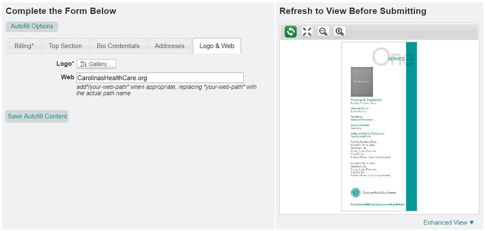 CHS R1 Form - Logo Selection